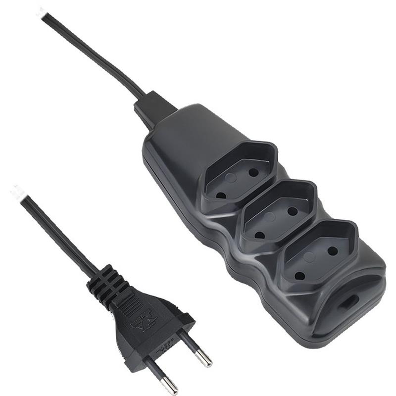 EXTENSAO ELETRICA BIPOLAR 3ENTRADAS 3MTS. PRETA - ELGIN UNIDADE
