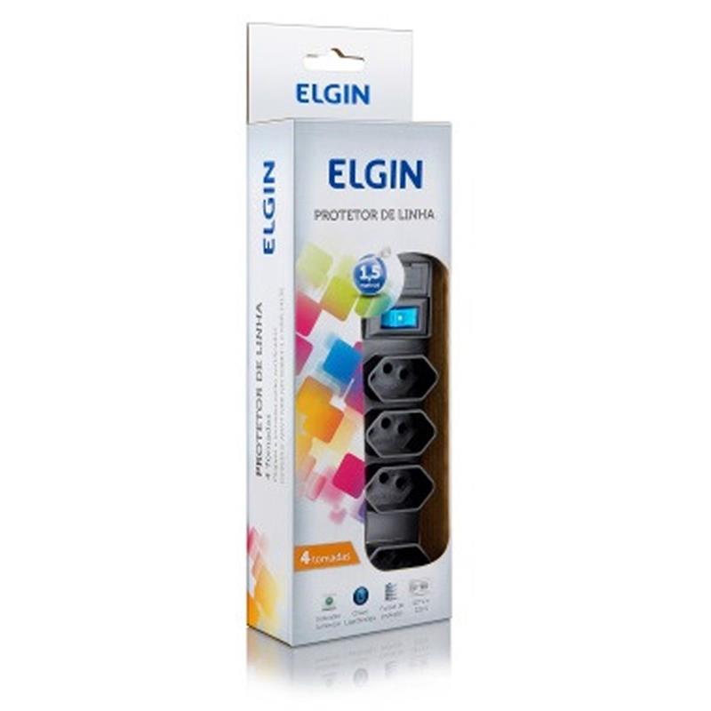 FILTRO DE LINHA 4 TOMADAS BIVOLT PRETO - ELGIN UNIDADE