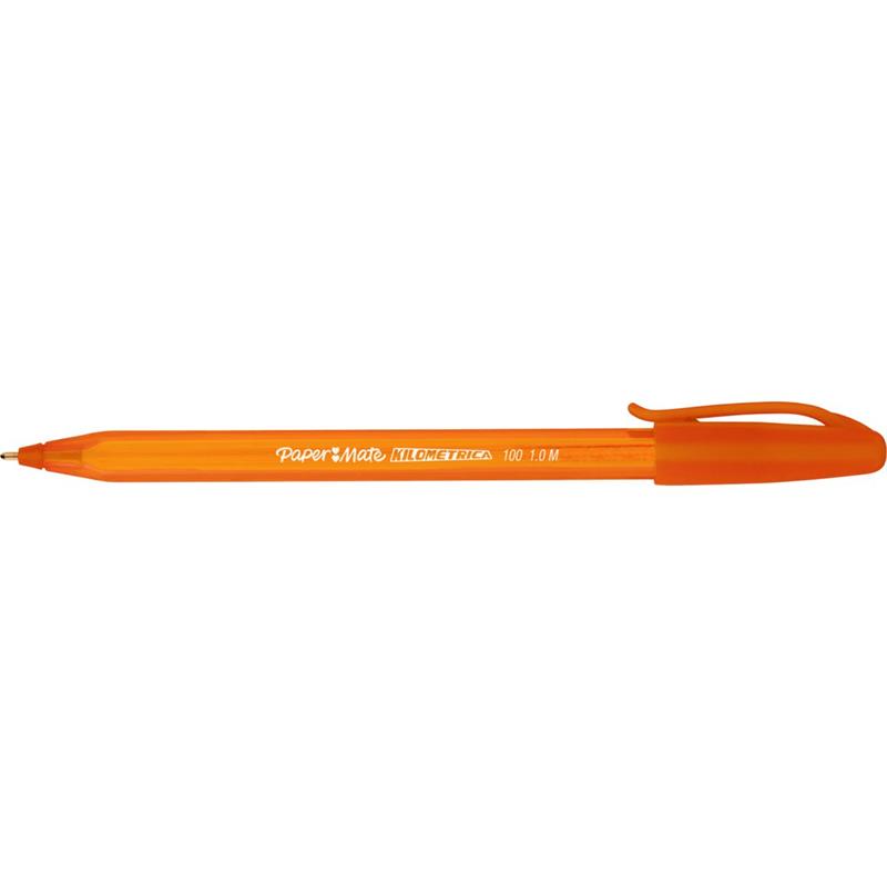 CANETA ESFEROGRAFICA KILOMETRICA 100 COLORZ LARANJA - PAPER MATE CX.C/12