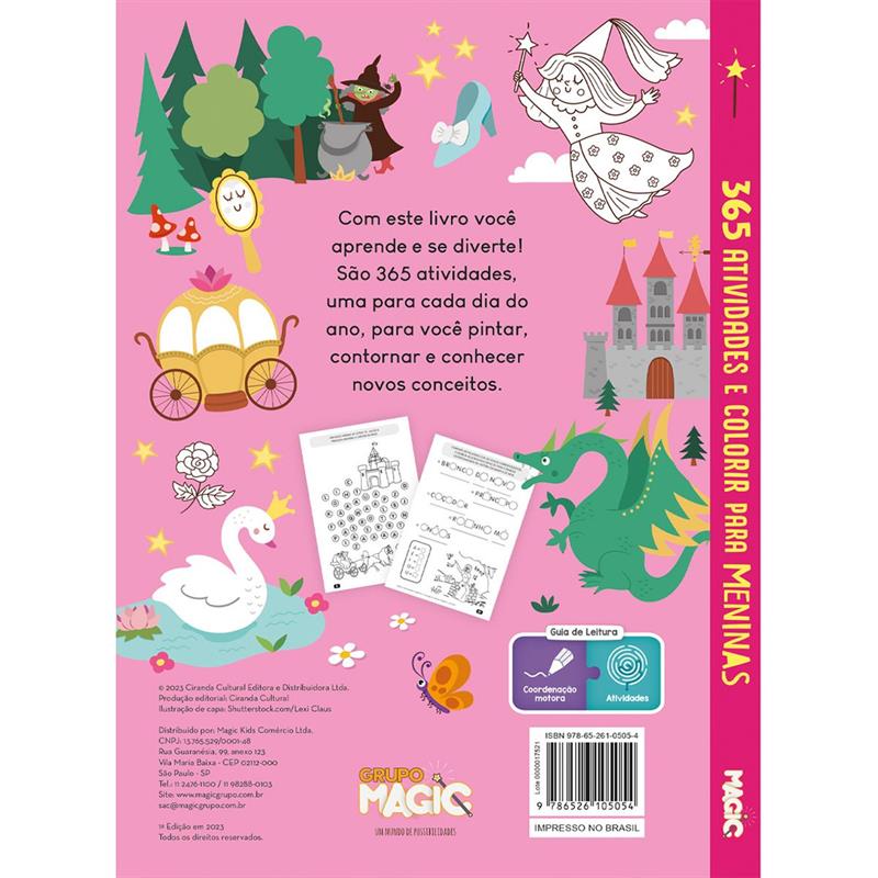 LIVRO INFANTIL COLORIR 365 ATIVIDADES PARA MENINAS - MAGIC KIDS UNIDADE