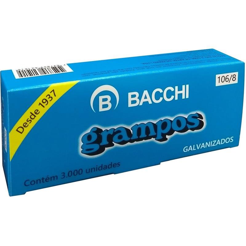 GRAMPO PARA GRAMPEADOR 106/8 ACO 3000 GRAMPOS - BACCHI CAIXA