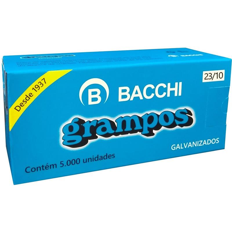 GRAMPO PARA GRAMPEADOR 23/10 GALVANIZADO 5000 GRAMPOS - BACCHI CAIXA