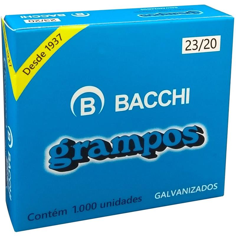 GRAMPO PARA GRAMPEADOR 23/20 ACO 1000 GRAMPOS - BACCHI CAIXA
