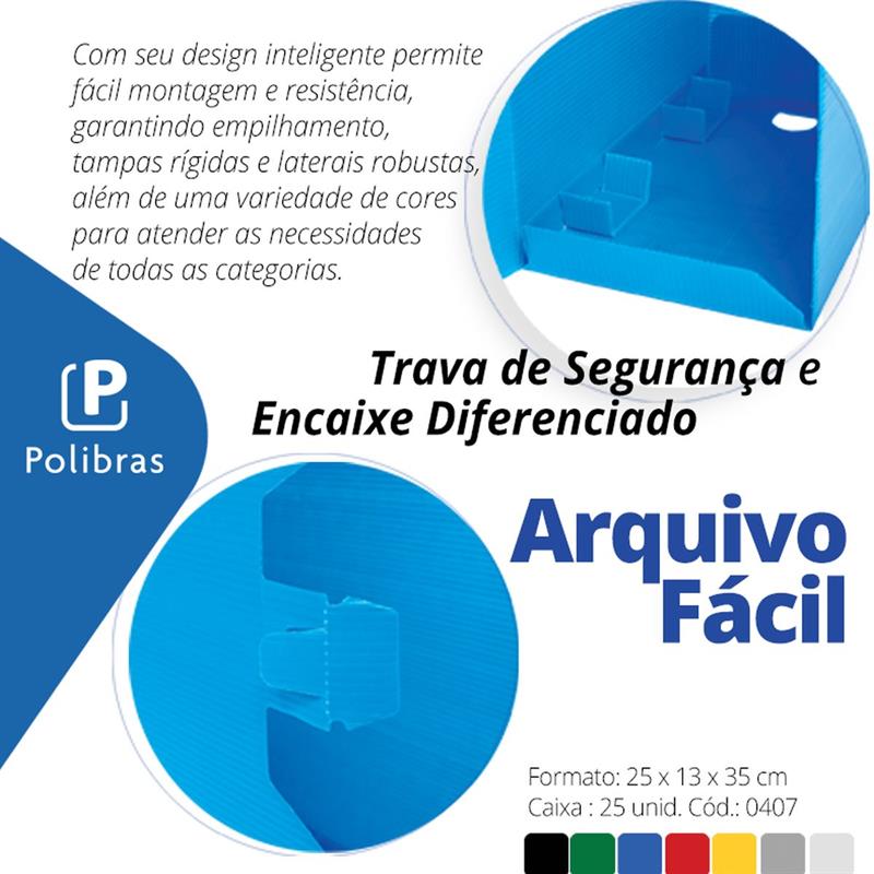 ARQUIVO MORTO (POLIPROPILENO) FÁCIL NOVAONDA VERDE - POLIBRAS PCT.C/10