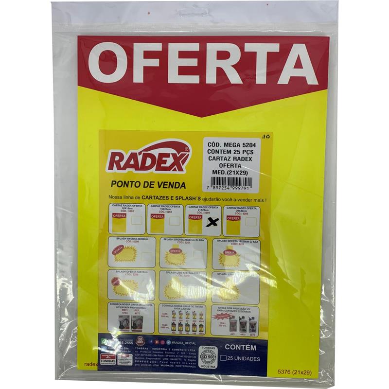 CARTAZ PARA MARCAÇÃO OFERTA AMARELO A3 29X42CM.250G - RADEX PCT.C/25