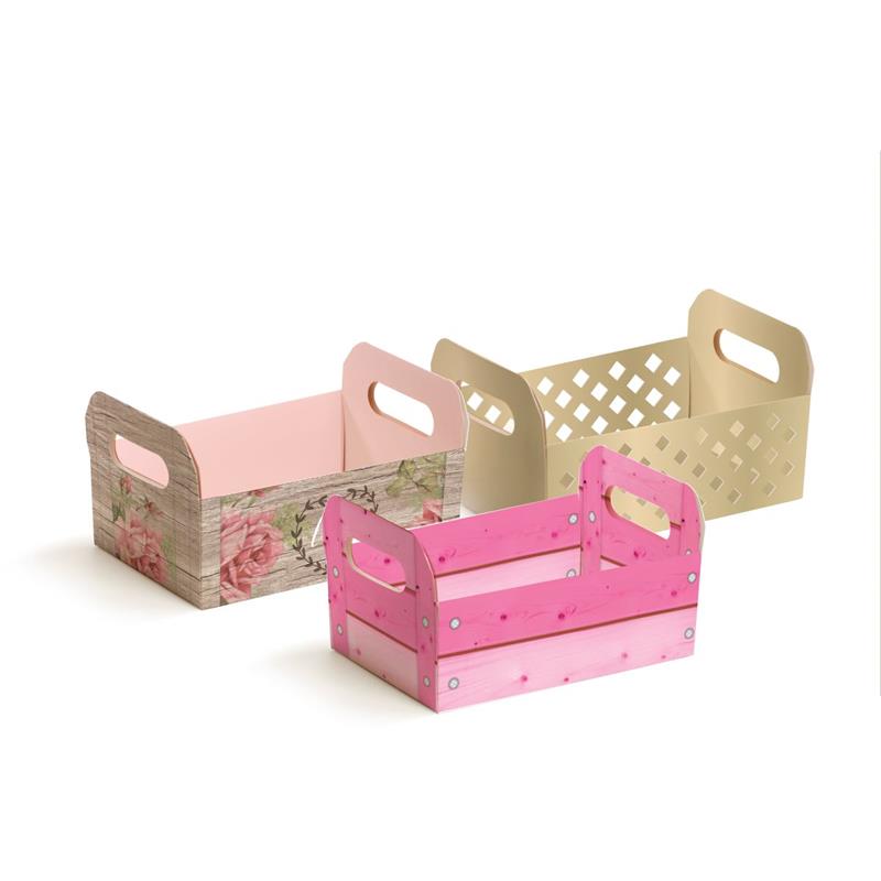 CESTA DE PAPEL CAIXOTE M 22X15X8CM.DECORADO - CROMUS PCT.C/10