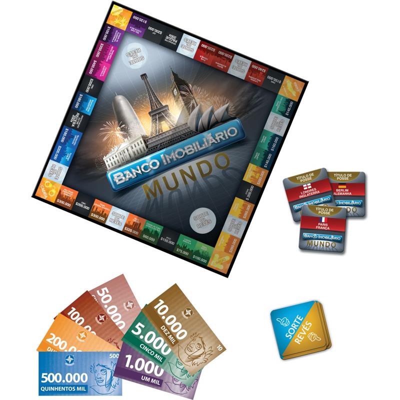 JOGO DE TABULEIRO BANCO IMOBILIARIO MUNDO - ESTRELA UNIDADE