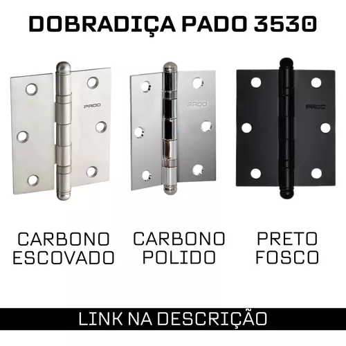 DOBRADIÇA ROLAMENTO PADO 3530 C/ 3PÇS CROMADO PORTA/JANELA