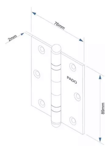 DOBRADIÇA ROLAMENTO PADO 3530 C/ 3PÇS CROMADO PORTA/JANELA
